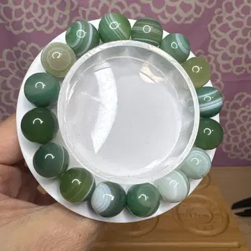 [감사제] 그린 천층 마노 파워스톤 팔찌