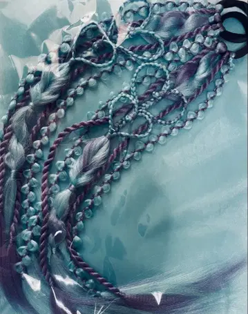 핸드메이드 머리끈 익스텐션 보라색과 스카이블루