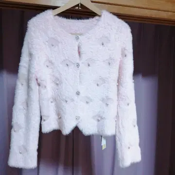 택 포함 새상품 비쥬 포함 핑크 가디건