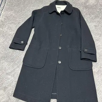 MHL. 네이비 롱 멜톤 코트