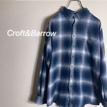 Croft & Barrow 블루 계열 체크 긴팔 셔츠 XL [0001]
