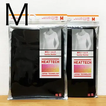 2장 히트텍 U넥 T 8부 소매 블랙 M 유니클로 UNIQLO