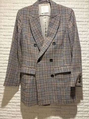 체크 무늬 테일러드 자켓 F