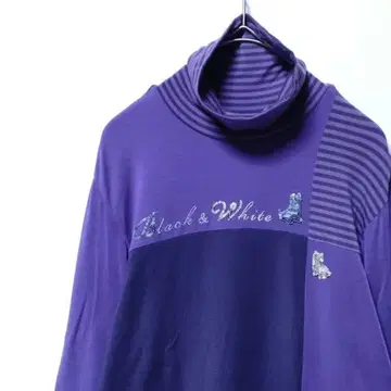 Black & White 여성용 하이넥 티셔츠 사이즈 2(M)
