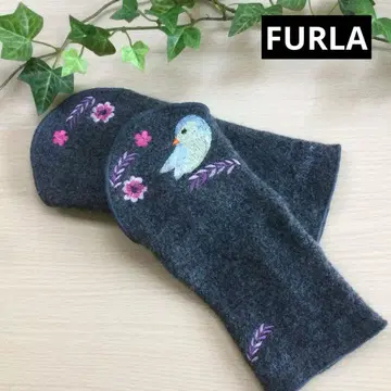 세일 [ FURLA 훌라 ] 2WAY 장갑 그레이 새,꽃 자수