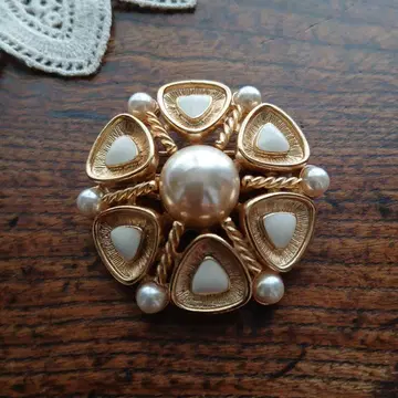 빈티지 오레나 파리 펄톤 디자인 브로치 도금