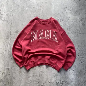 USA 구제 의류 MAMA 자수 맨투맨 트레이닝복 영문 핑크 계열