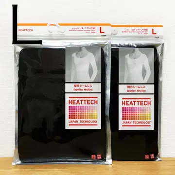 2장 히트텍 U넥T 8부 소매 블랙 L 유니클로 UNIQLO