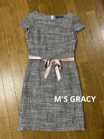 M'S GRACY 엠즈 그레이시 트위드 원피스 핑크 M 리본