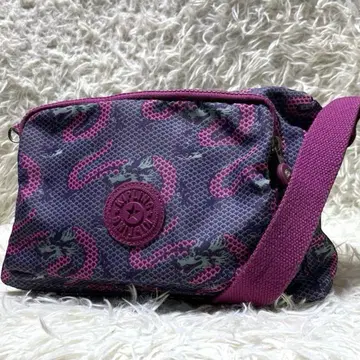 Kipling RETH 2룸 나일론 숄더백 올 패턴 퍼플