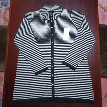 스트라이프 긴팔 가디건 프리