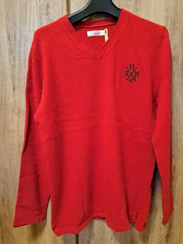 할리우드 런치마켓 빨간색 V넥 니트