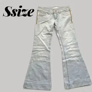 00's y2k 헤이세이 갸루 플레어 데님 부츠컷 아이스워시 S