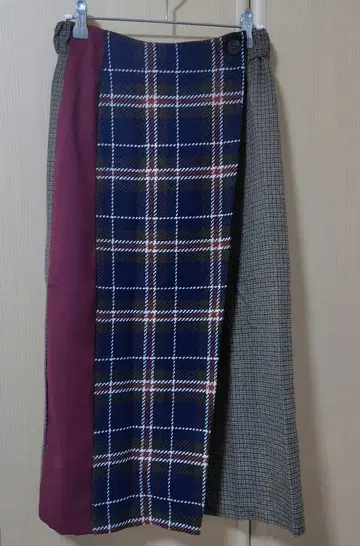 RADIATE 야마다야 울 혼방 랩스커트 체크 무늬