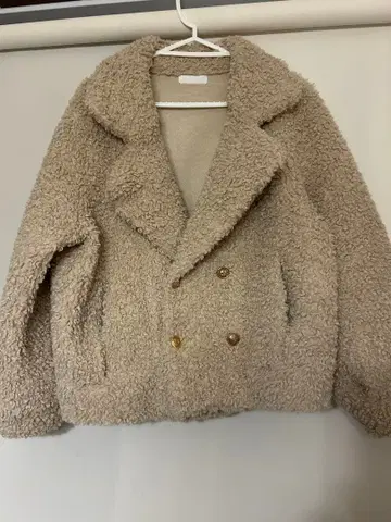 베이지 더블 브레스트 보아 자켓