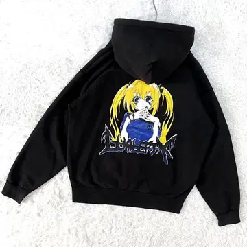 00s y2k 후드티 속기모 헤비 웨이트 who28 착용 블랙 L