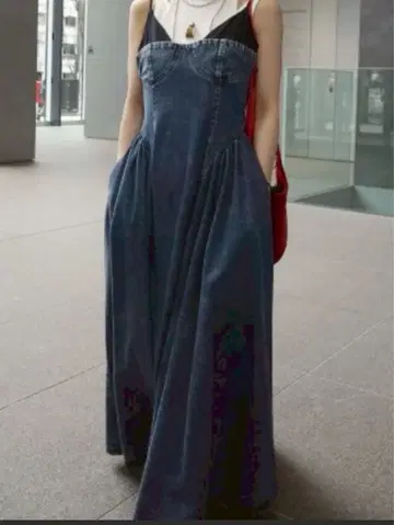 Ameri/DENIM BUSTIER DOCKING FLARE DRESS