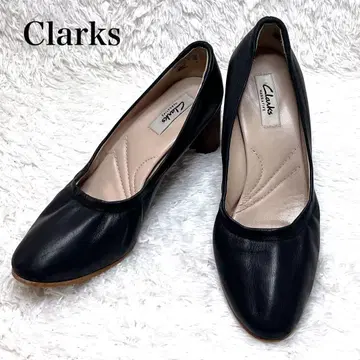 Clarks 클락스 펌프스 와이드 힐 라운드토 가죽 24.0