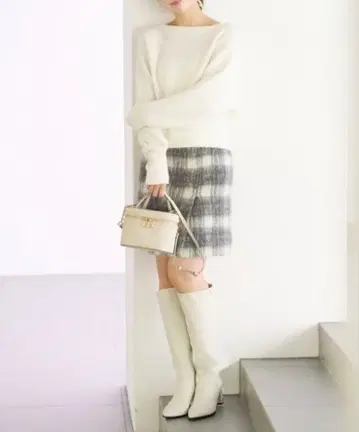 [ 새상품급 ] 랩 스타일 샤기 스커트 CHECK 38 셀프라이드