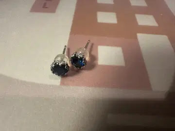 파란 스톤 실버 스터드 귀걸이