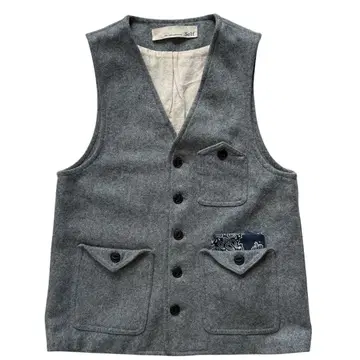 [ SELF ] 울 소재 워크 베스트 그레이 아웃포켓