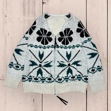 그레이스 콘티넨탈 니트 노카라 코위찬 니트 지퍼 노르딕