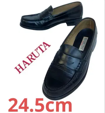 HARUTA 블랙 가죽 로퍼 24.5cm