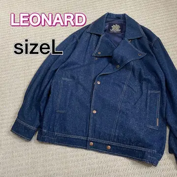 사이즈 L 레오나르 패션 실크 더블 라이더 데님 자켓