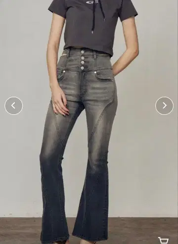 EMODA 컷 아웃 하이웨스트 플레어 파기스 에모다 플레어 팬츠