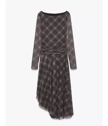 ZARA 튤 체크 무늬 원피스