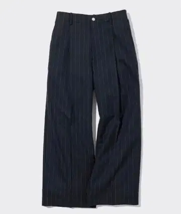 GU beautiful people 턱 와이드 팬츠 스트라이프 네이비