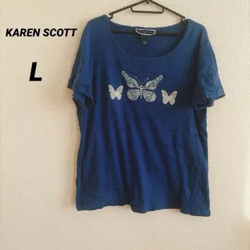 KAREN SCOTT [ L ] 나비 자수 반팔 T셔츠