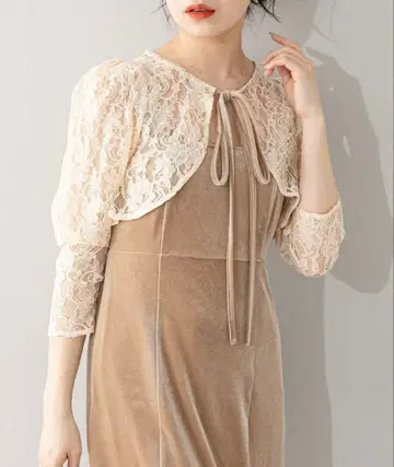 chico 레이스 볼레로 부착 슬리브리스 원피스