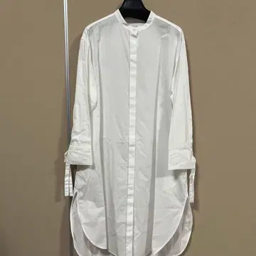 화이트 밴드 카라 롱 셔츠 원피스