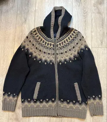 TOUJOURS 후드 부착 니트 스웨터