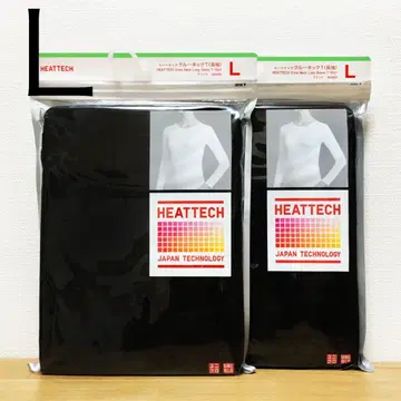 2장 히트텍 크루넥T 긴팔 블랙 L 유니클로 UNIQLO