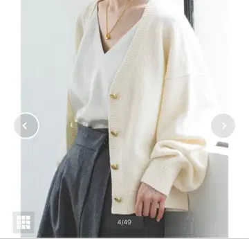 Noble 캐시미어 혼방 V넥 퍼프 슬리브 가디건