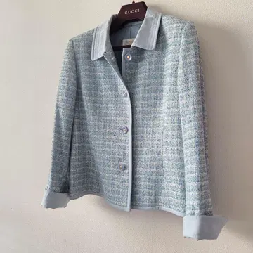 [ WAKO ] 긴자 와코 라이트 블루 트위드 자켓