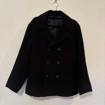 블랙 더블 브레스트 체스터 코트
