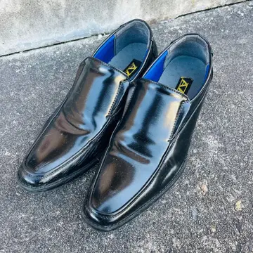 AAA+ 블랙 가죽 슬립온 슈즈