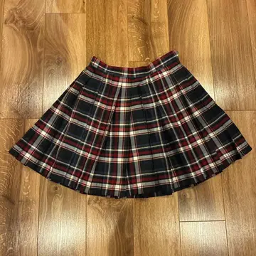 체크 무늬 플리츠 스커트 M