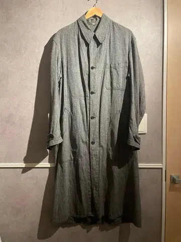 블랙 샴브레이 아틀리에 코트 블랙 샴브레이 프랑스 빈티지 30s