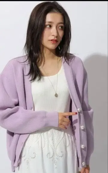 Rirandture 펄 단추 코쿤 가디건