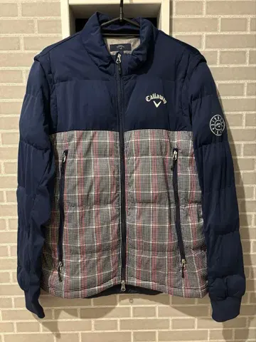 Callaway 다운 자켓 네이비/체크 무늬