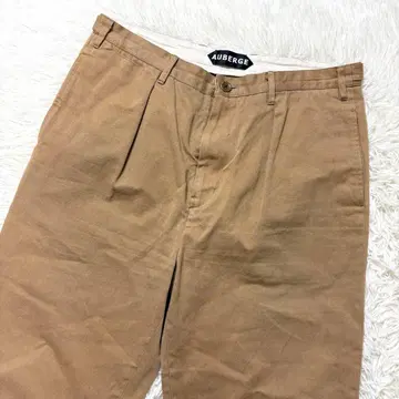 [ 레어 ] AUBERGE 1턱 와이드 치노 코튼 린넨 44 베이지