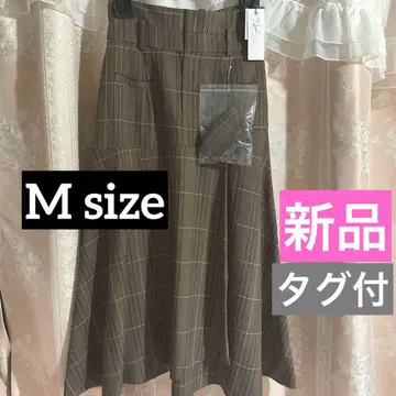 노엘라*택 포함 새상품 브라운 체크 벨트 플레어 스커트 M