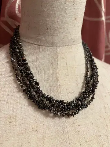 블랙 비즈 목걸이 약 60cm