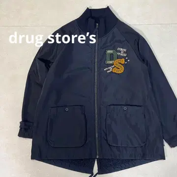 드럭 스토어즈 네이비 와펜 자수 보아 안감 리브 자켓