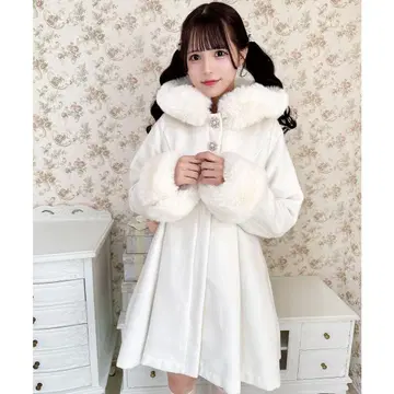 백리본 후디 코트/화이트