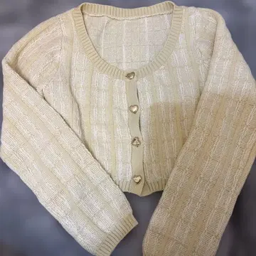 eimy 크림색 크롭 니트 가디건